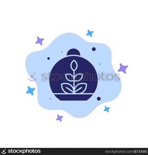 Growing, Leaf, Plant, Spring Blue Icon on Abstract Cloud Background
