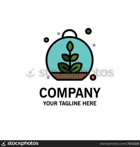 Growing, Leaf, Plant, Spring Business Logo Template. Flat Color
