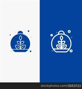 Growing, Leaf, Plant, Spring Line and Glyph Solid icon Blue banner Line and Glyph Solid icon Blue banner