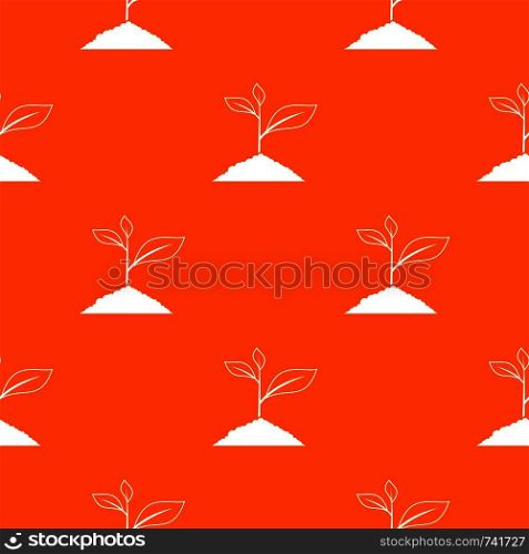 Growing plant pattern repeat seamless in orange color for any design. Vector geometric illustration. Growing plant pattern seamless