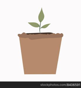 growing seed of a tree with green leaves in a pot. Young shoots rising from well-fertilized soil. Stages of growth. Vector illustration.. growing seed of a tree with green leaves in a pot. Young shoots rising from well-fertilized soil. Stages of growth. Vector illustration