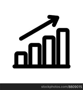 Growing stats icon line isolated on white background. Black flat thin icon on modern outline style. Linear symbol and editable stroke. Simple and pixel perfect stroke vector illustration.