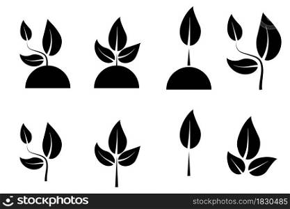 Growing stem silhouette icon. Nature background. Agriculture symbol. Grow process. Vector illustration. Stock image. EPS 10.. Growing stem silhouette icon. Nature background. Agriculture symbol. Grow process. Vector illustration. Stock image.