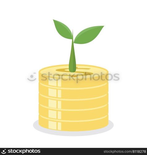 Growing tree on coins. Earnings concept 