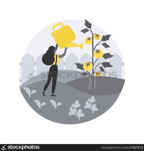 Growing vegetables abstract concept vector illustration. Home gardening for beginners, planting in ground, organic food, salad seeds, container garden, eat fresh food abstract metaphor.. Growing vegetables abstract concept vector illustration.