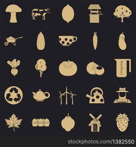 Grown food icons set. Simple set of 25 grown food vector icons for web for any design. Grown food icons set, simple style