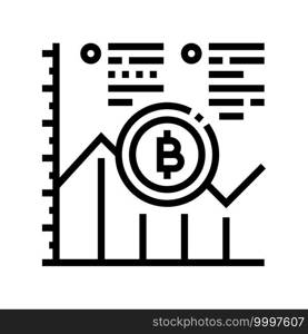 growth bitcoin rate ico line icon vector. growth bitcoin rate ico sign. isolated contour symbol black illustration. growth bitcoin rate ico line icon vector illustration
