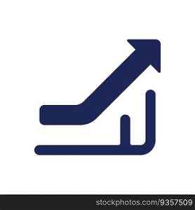Growth black glyph ui icon. Rates rising control. Data analytics. User interface design. Silhouette symbol on white space. Solid pictogram for web, mobile. Isolated vector illustration. Growth black glyph ui icon