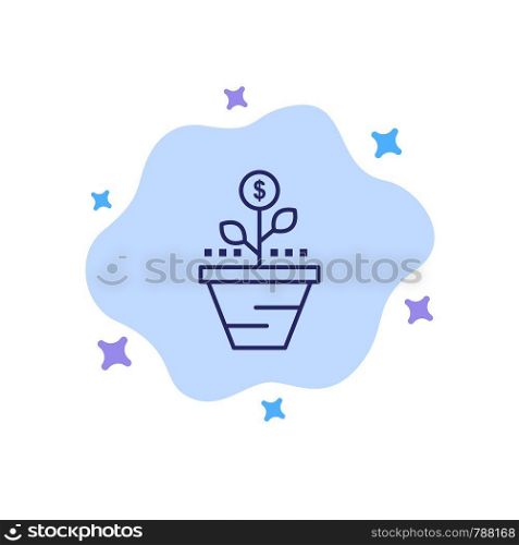 Growth, Business, Care, Finance, Grow, Growing, Money, Raise Blue Icon on Abstract Cloud Background