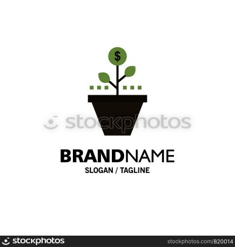 Growth, Business, Care, Finance, Grow, Growing, Money, Raise Business Logo Template. Flat Color