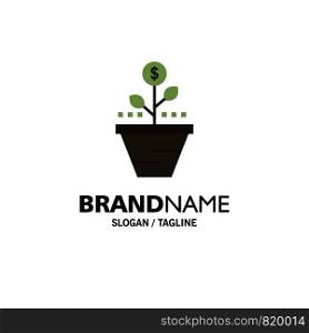 Growth, Business, Care, Finance, Grow, Growing, Money, Raise Business Logo Template. Flat Color