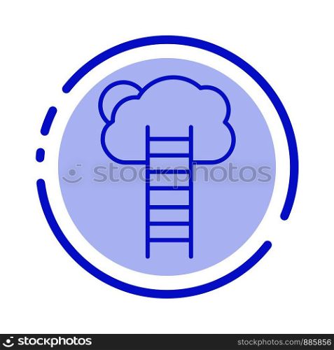 Growth, Business, Career, Growth, Heaven, Ladder, Stairs Blue Dotted Line Line Icon