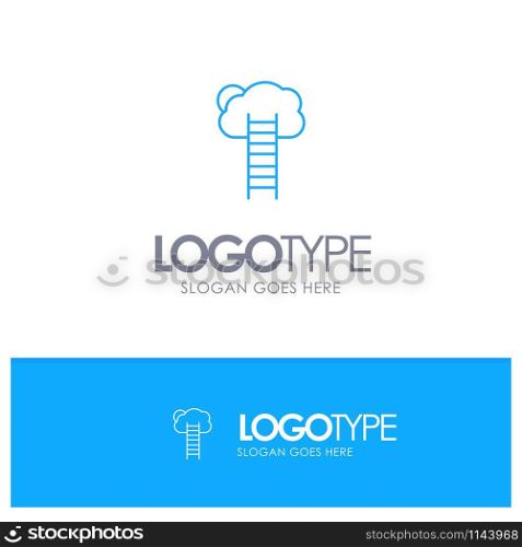Growth, Business, Career, Growth, Heaven, Ladder, Stairs Blue outLine Logo with place for tagline