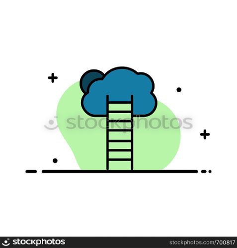 Growth, Business, Career, Growth, Heaven, Ladder, Stairs Business Flat Line Filled Icon Vector Banner Template