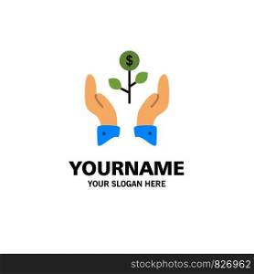 Growth, Business, Grow, Growing, Dollar, Plant, Raise Business Logo Template. Flat Color