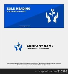 Growth, Business, Grow, Growing, Dollar, Plant, Raise SOlid Icon Website Banner and Business Logo Template
