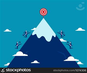 Growth. Business team running for target to success. Concept business vector illustration.