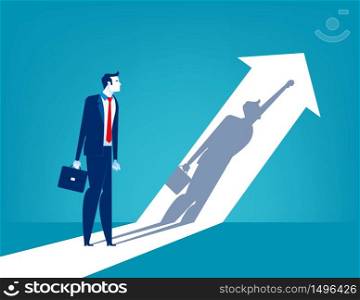 Growth. Businessman and his shadow Indicates success, Concept business vector illustration.