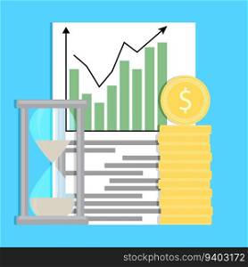 Growth capital chart and deposit. Investment finance and growth profit, deposit banking, vector illustration. Growth capital chart and deposit