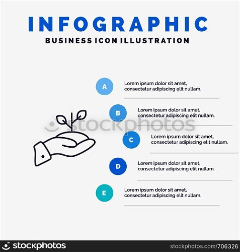 Growth, Charity, Donation, Finance, Loan, Money, Payment Line icon with 5 steps presentation infographics Background