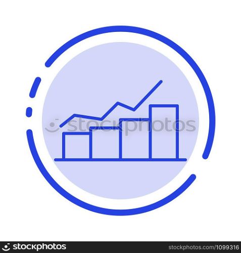 Growth, Chart, Flowchart, Graph, Increase, Progress Blue Dotted Line Line Icon