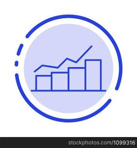 Growth, Chart, Flowchart, Graph, Increase, Progress Blue Dotted Line Line Icon