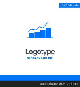 Growth, Chart, Flowchart, Graph, Increase, Progress Blue Solid Logo Template. Place for Tagline