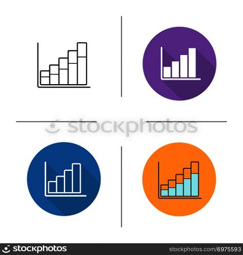 Growth chart icon. Flat design, linear and color styles. Diagram. Business statistics graph. Isolated vector illustrations. Growth chart icon