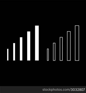 Growth chart icon set white color vector illustration flat style simple image outline