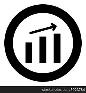 Growth chart the black color icon in circle or round vector illustration