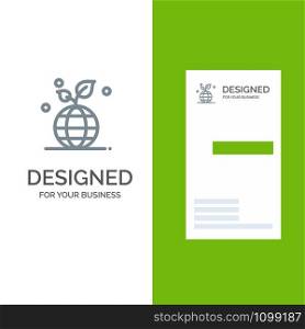 Growth, Eco, Friendly, Globe Grey Logo Design and Business Card Template