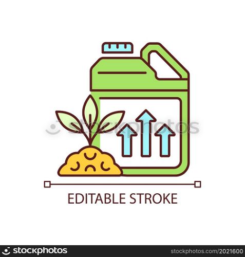 Growth enhancer RGB color icon. Plant and crops growing accelerator. Soil supplement and amendment. Nourishing additive. Isolated vector illustration. Simple filled line drawing. Editable stroke. Growth enhancer RGB color icon