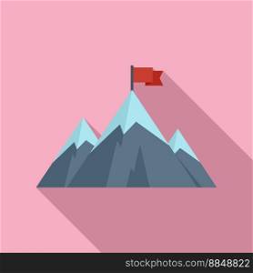 Growth flag on mountain icon flat vector. Career climb. Success target. Growth flag on mountain icon flat vector. Career climb