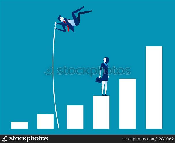 Growth for business, Leader and jumping, Concept business vector illustration, Flat character, Cartoon style design.