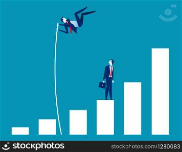 Growth for business, Leader and jumping, Concept business vector illustration, Flat character, Cartoon style design.