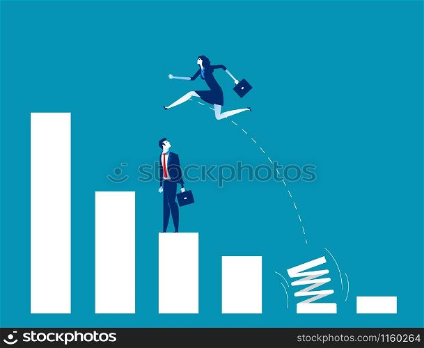 Growth for business. People and jumping. Concept business vector illustration.