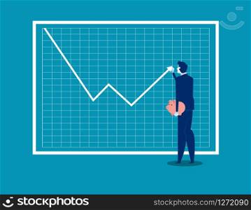 Growth graph. Businessman with profit stock market and adjusta uptrend graph chart of financial growth. Concept business vector illustration.