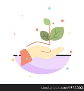 Growth, Grow, Hand, Success Abstract Flat Color Icon Template