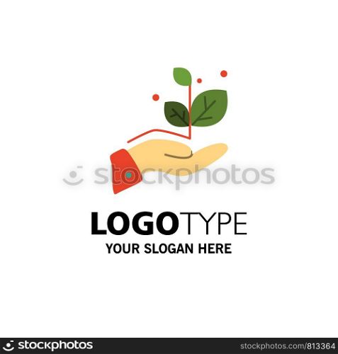 Growth, Grow, Hand, Success Business Logo Template. Flat Color