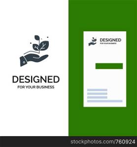 Growth, Grow, Hand, Success Grey Logo Design and Business Card Template