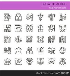 Growth Hacking Elements , Thin Line and Pixel Perfect Icons