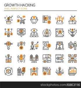 Growth Hacking Elements , Thin Line and Pixel Perfect Icons