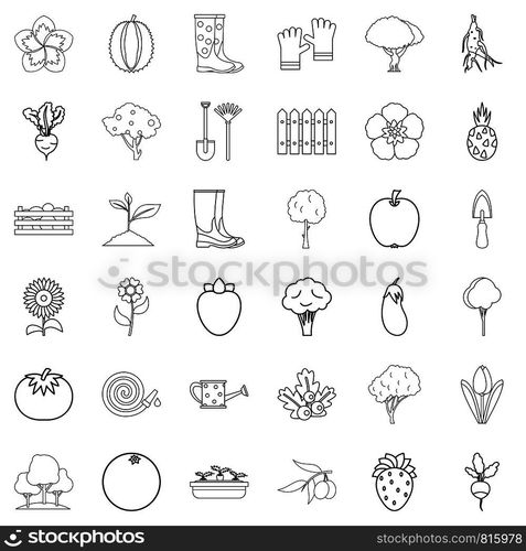 Growth icons set. Outline style of 36 growth vector icons for web isolated on white background. Growth icons set, outline style