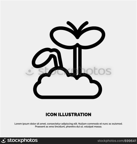 Growth, Increase, Maturity, Plant Line Icon Vector