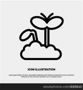 Growth, Increase, Maturity, Plant Line Icon Vector