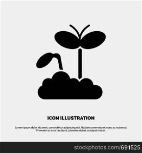 Growth, Increase, Maturity, Plant solid Glyph Icon vector