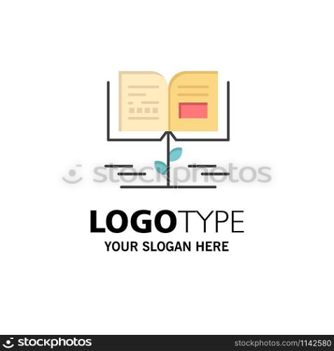 Growth, Knowledge, Growth Knowledge, Education Business Logo Template. Flat Color