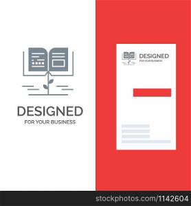 Growth, Knowledge, Growth Knowledge, Education Grey Logo Design and Business Card Template