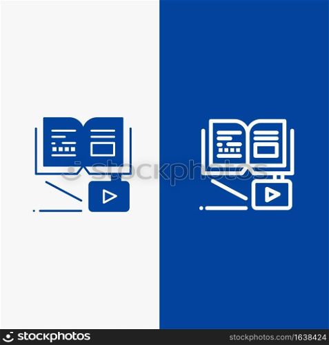 Growth, Knowledge, Growth Knowledge, Education Line and Glyph Solid icon Blue banner