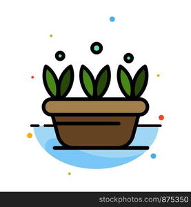 Growth, Leaf, Plant, Spring Abstract Flat Color Icon Template